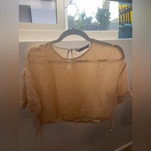 Zara Orange & White Stripe Crop Top